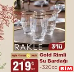 RAKLE GOLD RİMLİ SU BARDAĞI 320 CC 3'LÜ RAKLE GOLD RİMLİ SU BARDAĞI 320 CC 3'LÜ